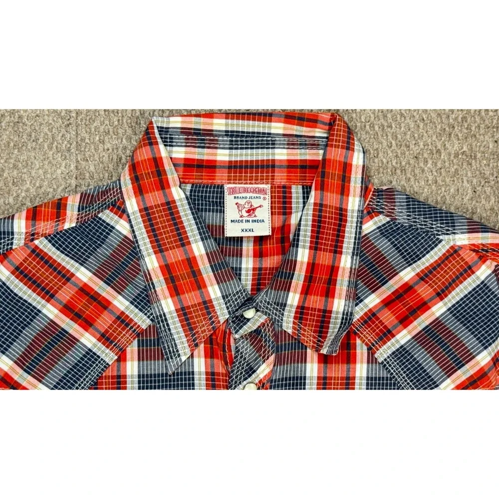 True Religion Men's Button Up Long Sleeve Snap Button Western‎ Shirt Size 3XL